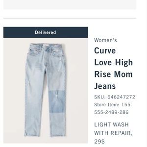 Abercrombie & Fitch Curve Love High Rise Mom Jeans